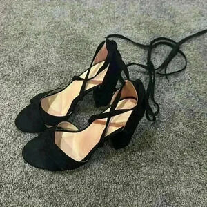Black lace up heels